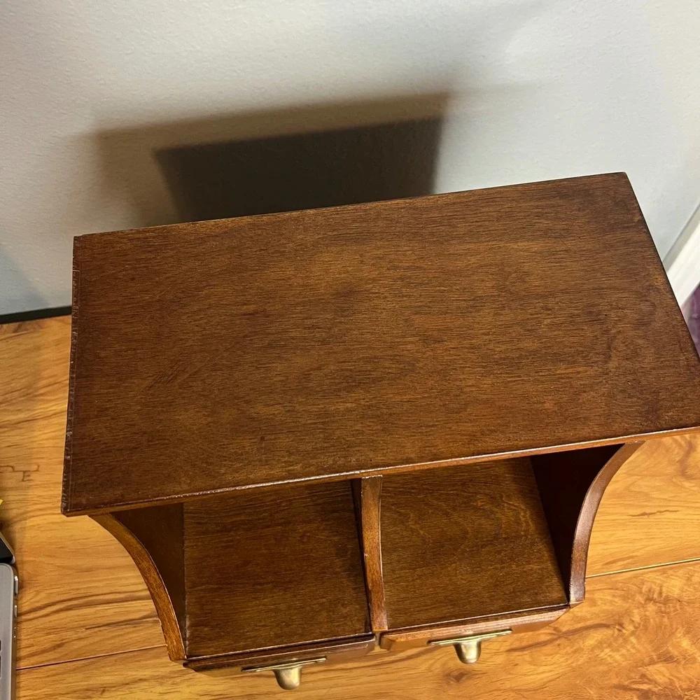 Vintage 2 Drawer Desktop Organizer w/ File Drawers Wooden Library Rustic 10.25
